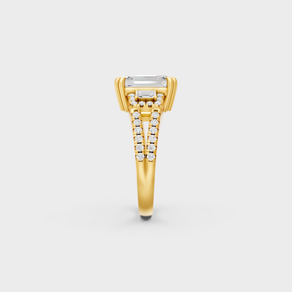 Designer Emerald Diamond Ring In Yellow Gold