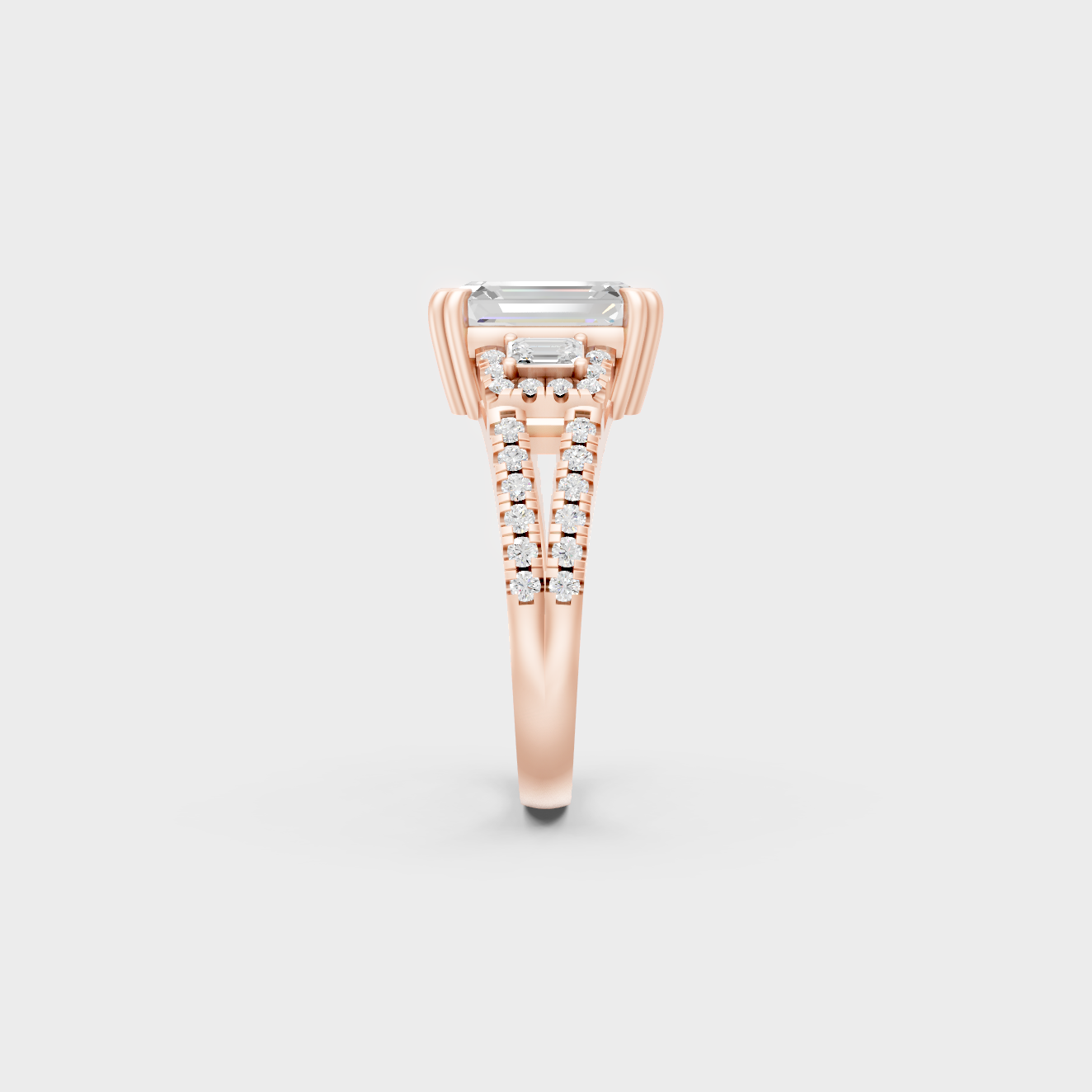 Emerald Cut Lab Diamond Ring In Rose Gold Elegant Design