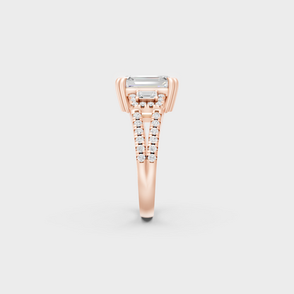 Emerald Cut Lab Diamond Ring In Rose Gold Elegant Design