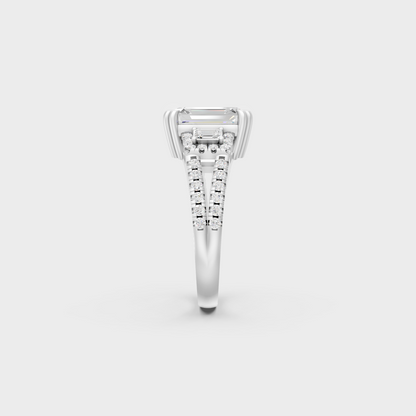 White Gold Certified Emerald Diamond Ring Elegant Design