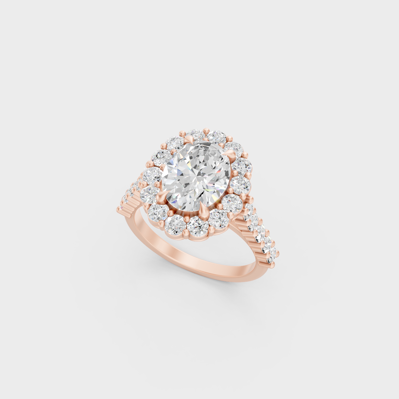 Contemporary Lab Diamond Oval Ring In Rose Gold