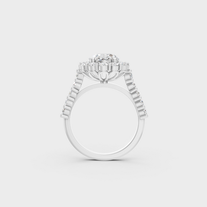 White Gold Oval Proposal Ring With Brilliant Round Sparkle