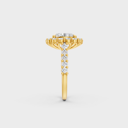Designer Oval Diamond Ring In Yellow Gold