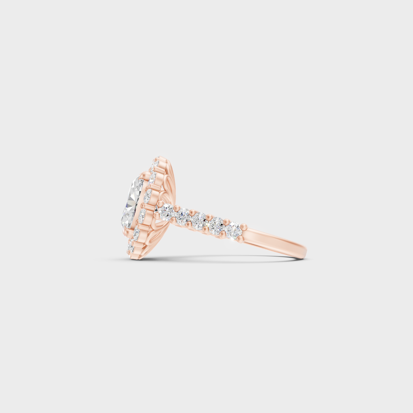 Rose Gold Luxury Oval Solitaire Diamond Jewelry