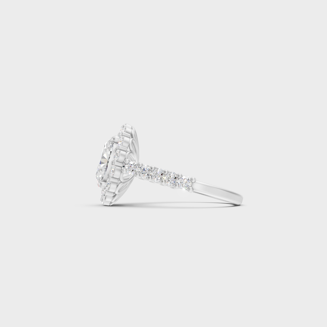 White Gold Certified Oval Diamond Ring Elegant Design