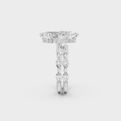 White Gold Certified Marquise Diamond Ring Set Elegant Design