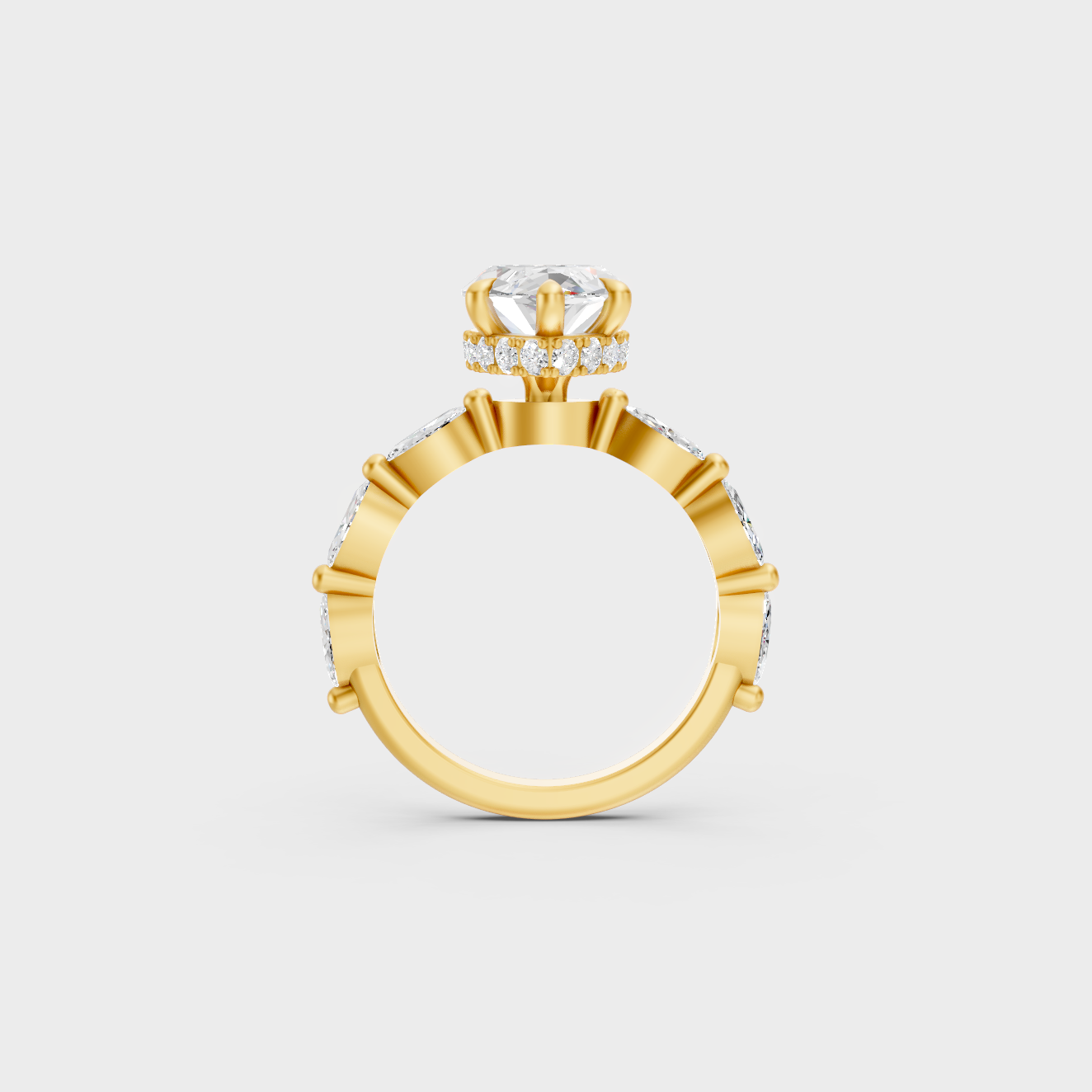 Designer Marquise Diamond Ring Set In Yellow Gold