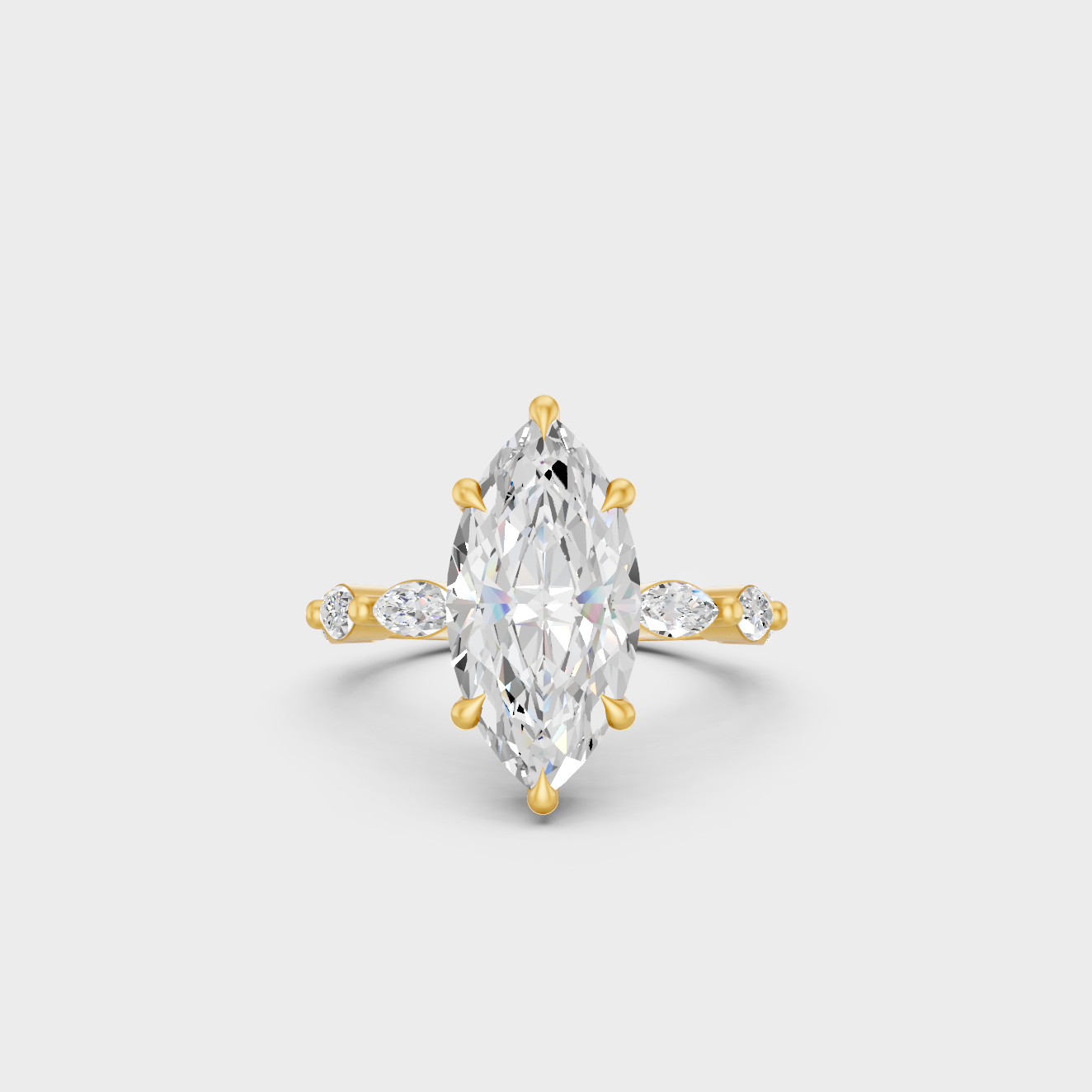 Elegant Marquise Proposal Ring Set In Yellow Gold