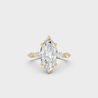 Elegant Marquise Proposal Ring Set In Yellow Gold