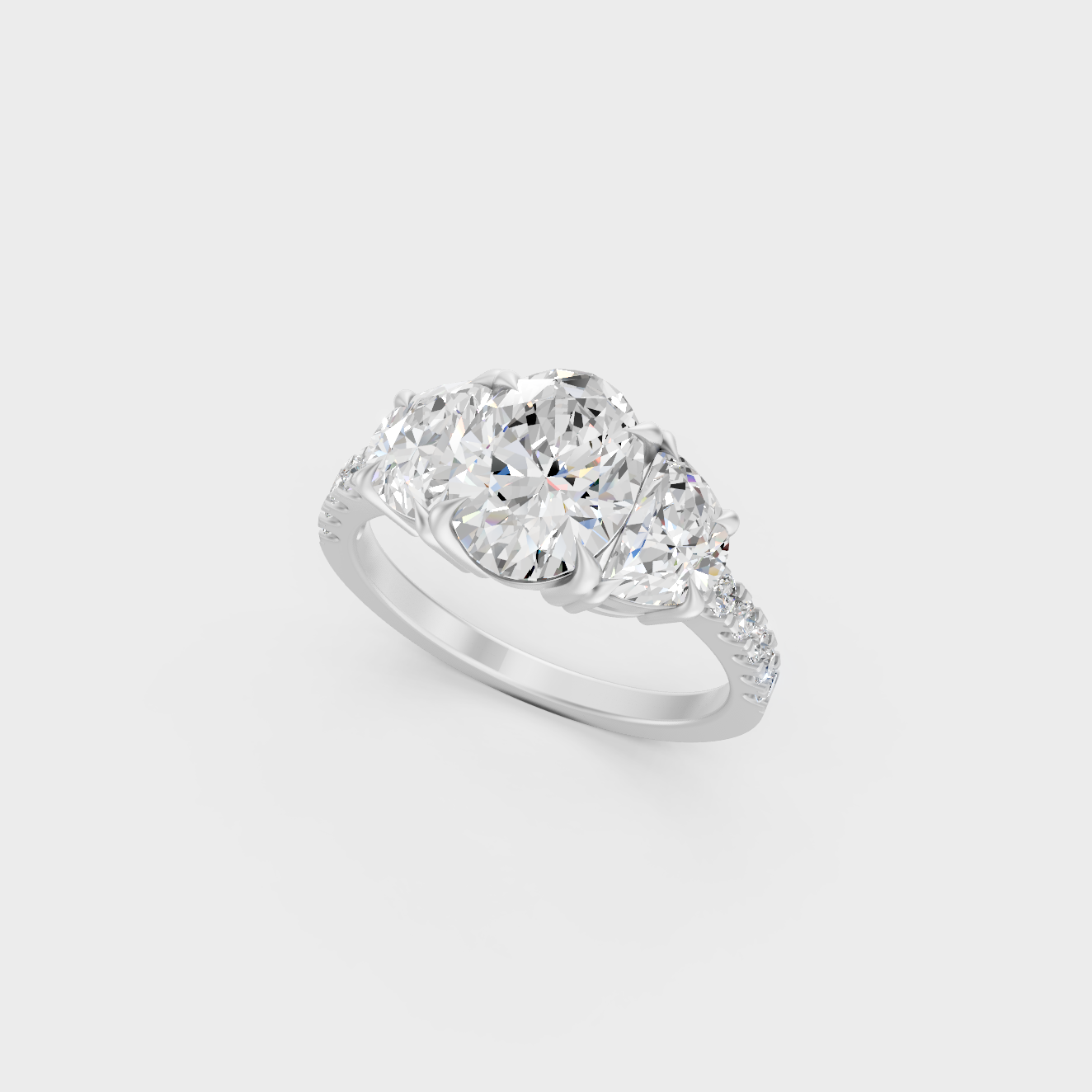Platinum Oval Round Half Moon Diamond Ring Timeless Elegance