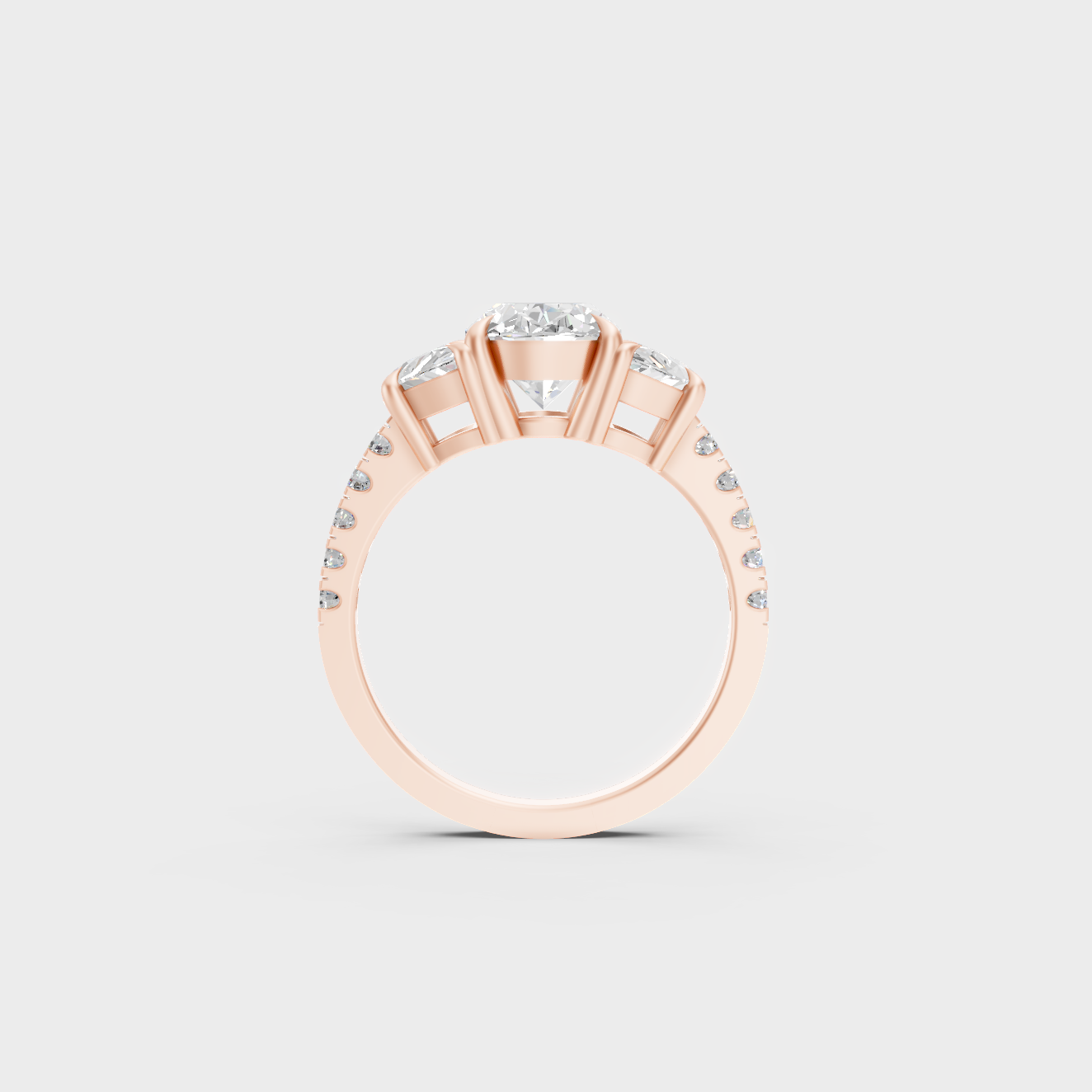 Ethical Lab Grown Oval Half Moon Ring In Rose Gold