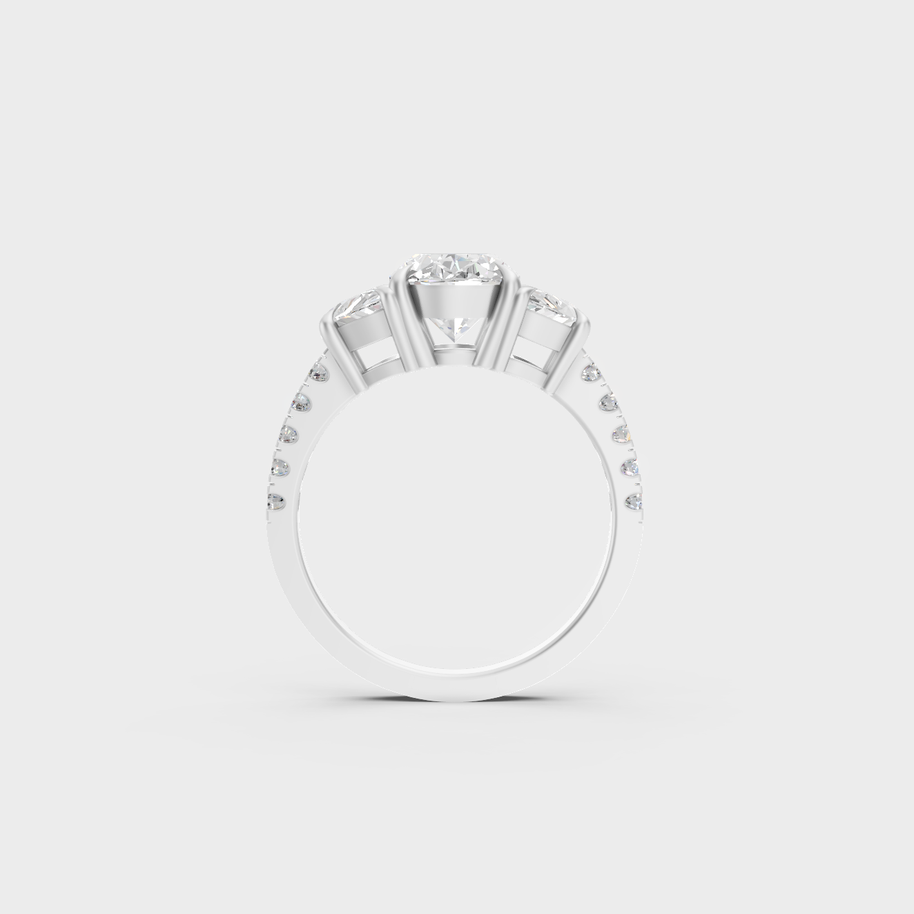 White Gold Certified Oval Round Diamond Ring Elegant Design