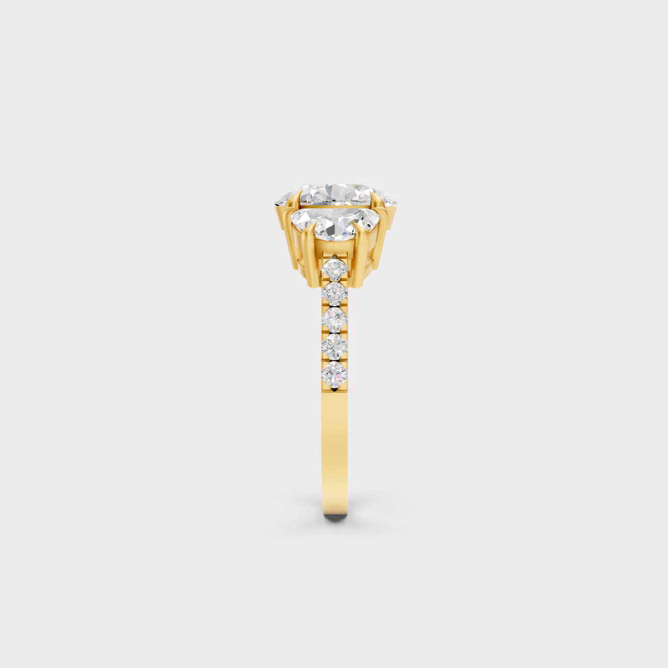 Designer Oval Diamond Ring In Yellow Gold
