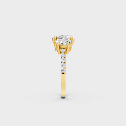 Designer Oval Diamond Ring In Yellow Gold