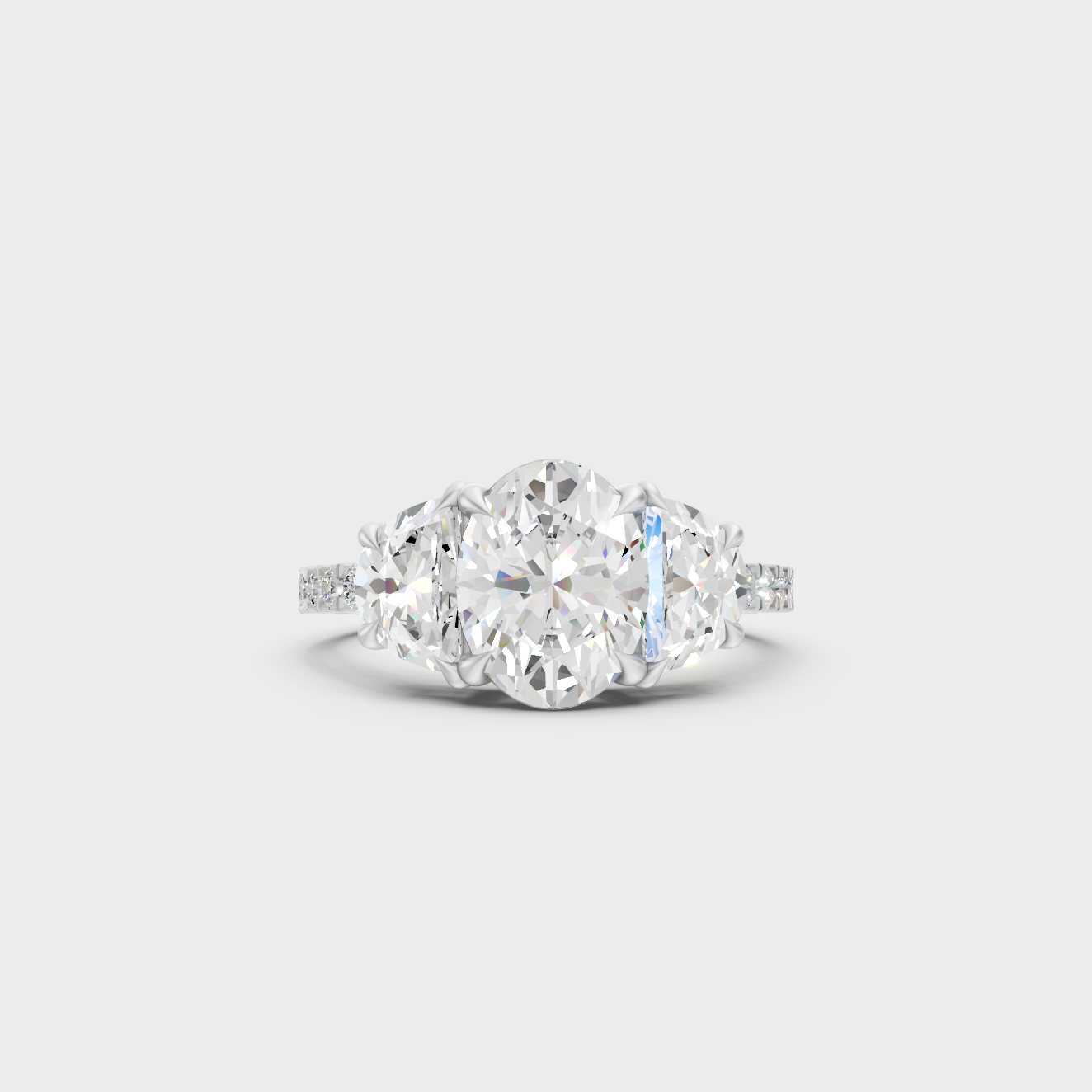 White Gold Oval Engagement Ring With Certified Round Diamonds