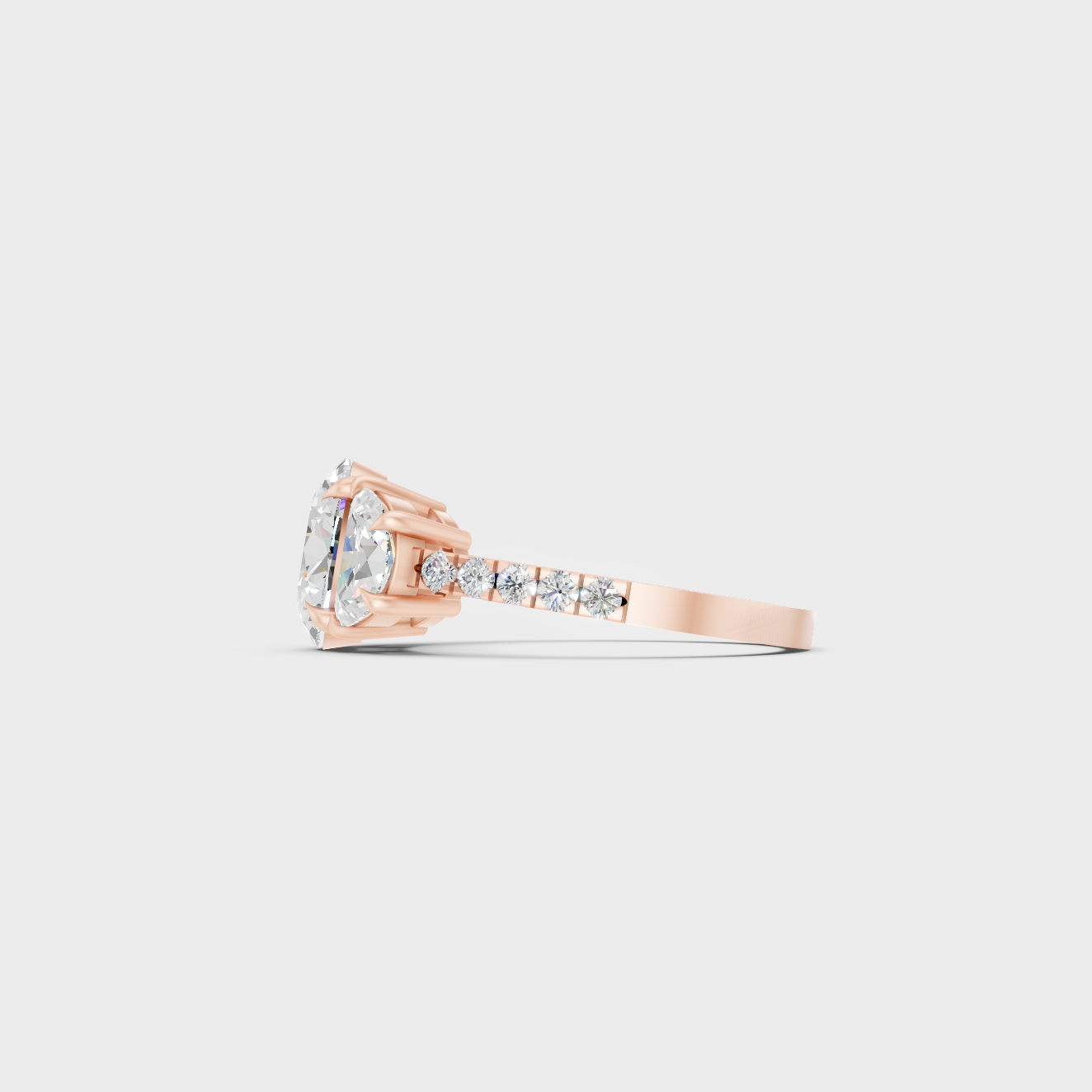 Rose Gold Luxury Oval Diamond Multi Stone Ring