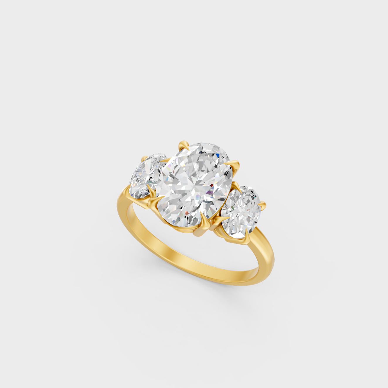 Yellow Gold Oval Diamond Bridal Ring Luxury Style