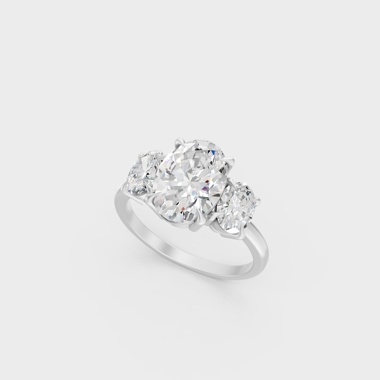 Platinum Oval Cut Diamond Three Stone Ring Timeless Elegance