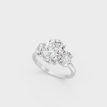 Platinum Oval Cut Diamond Three Stone Ring Timeless Elegance