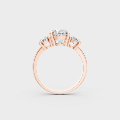 Ethical Lab Grown Oval Three Stone Ring In Rose Gold