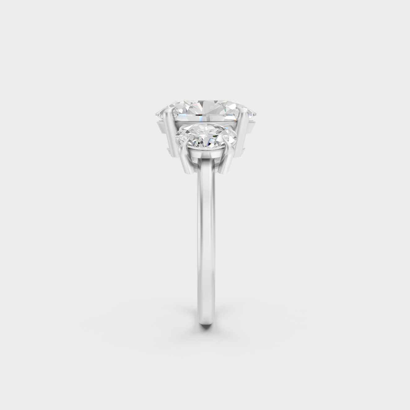 Premium Platinum Oval Diamond Three Stone Ring Fine Jewelry