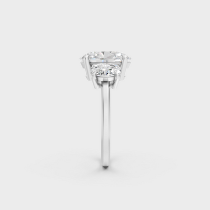 Premium Platinum Oval Diamond Three Stone Ring Fine Jewelry