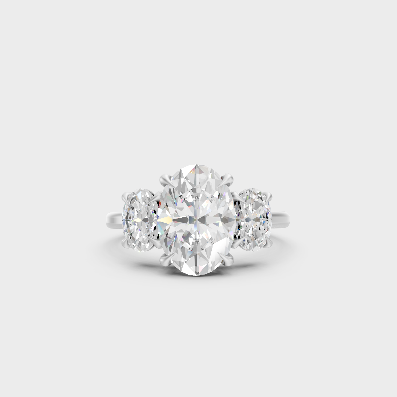 White Gold Oval Engagement Ring With Certified Lab Diamonds