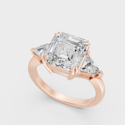 Square Emerald Cut Lab Diamond Ring In Rose Gold Elegant Design