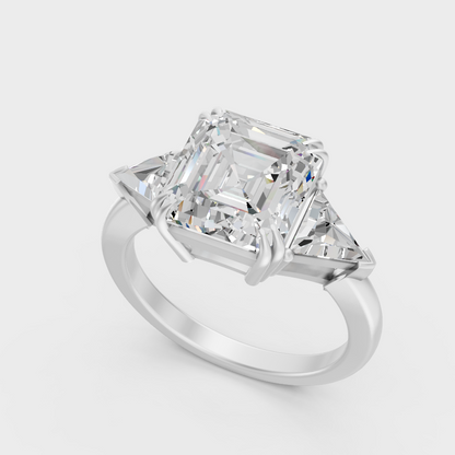 Platinum Square Emerald And Triangle Cut Diamond Ring Timeless Elegance