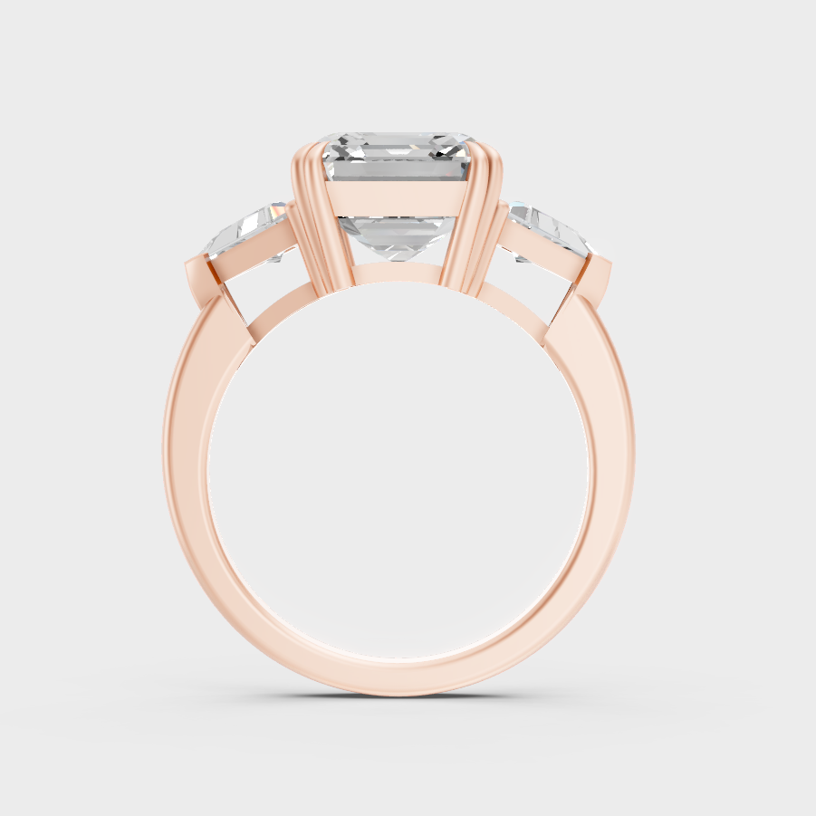 Rose Gold Luxury Square Emerald Diamond Bridal Ring