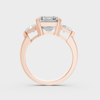 Rose Gold Luxury Square Emerald Diamond Bridal Ring