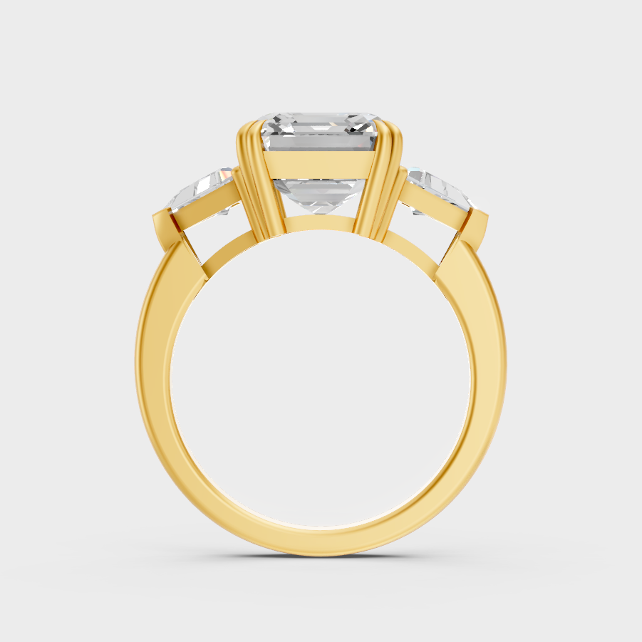 Yellow Gold Square Emerald Statement Ring Luxury Jewelry