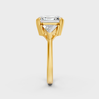 Yellow Gold Square Emerald Diamond Anniversary Ring Luxury Style