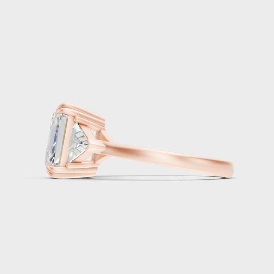 Ethical Lab Grown Square Emerald Triangle Ring In Rose Gold