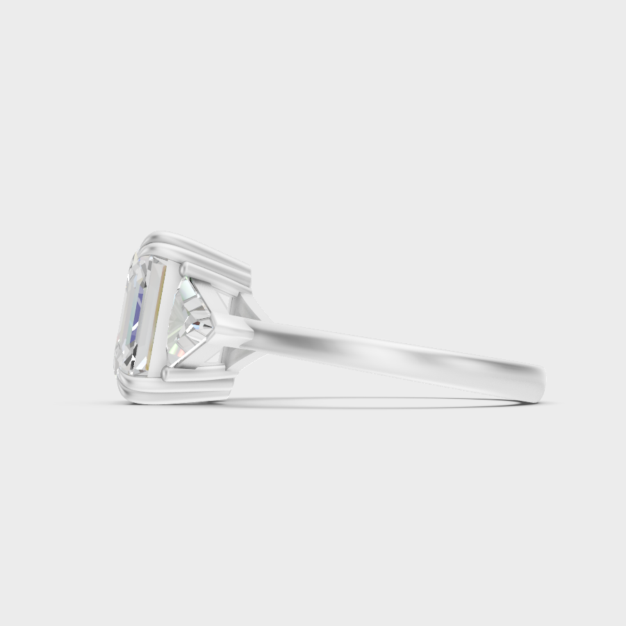 White Gold Certified Square Emerald Diamond Ring Elegant Design