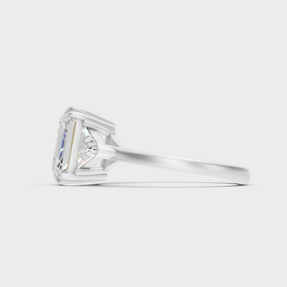 White Gold Certified Square Emerald Diamond Ring Elegant Design