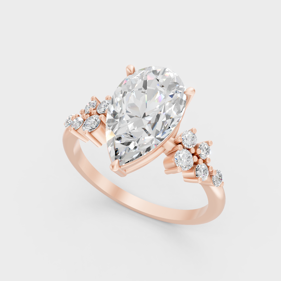 Pear Cut Lab Diamond Solitaire Ring In Rose Gold Elegant Design