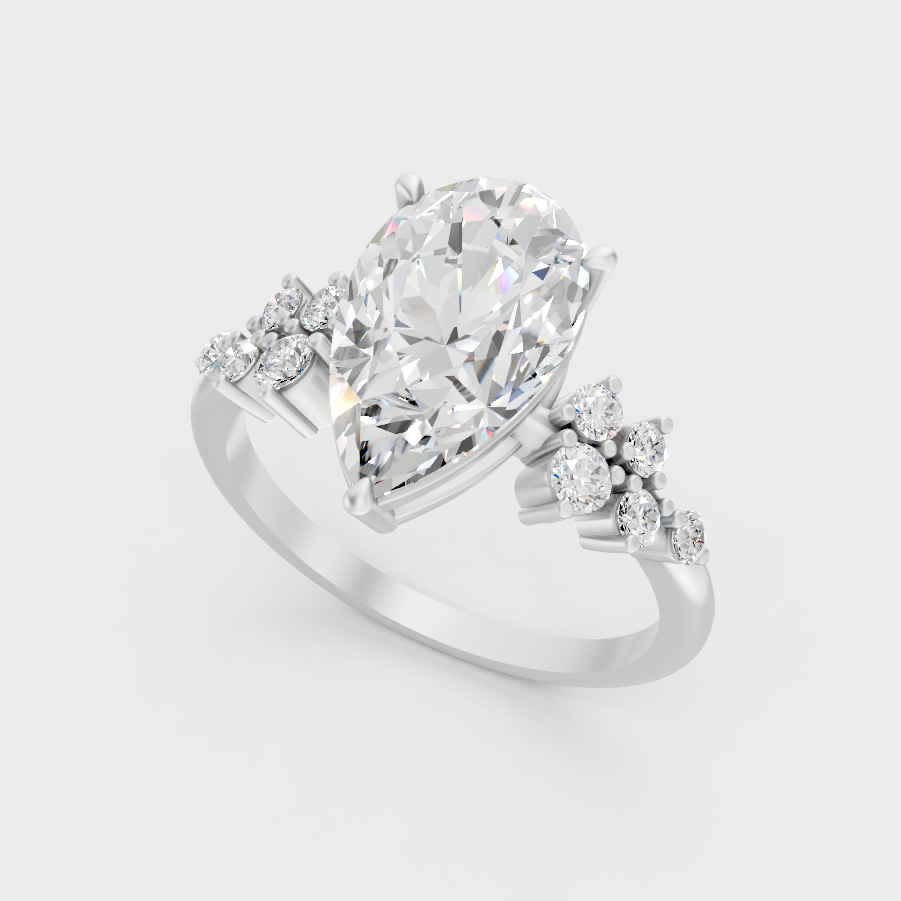 Platinum Pear And Round Cut Diamond Ring Timeless Elegance