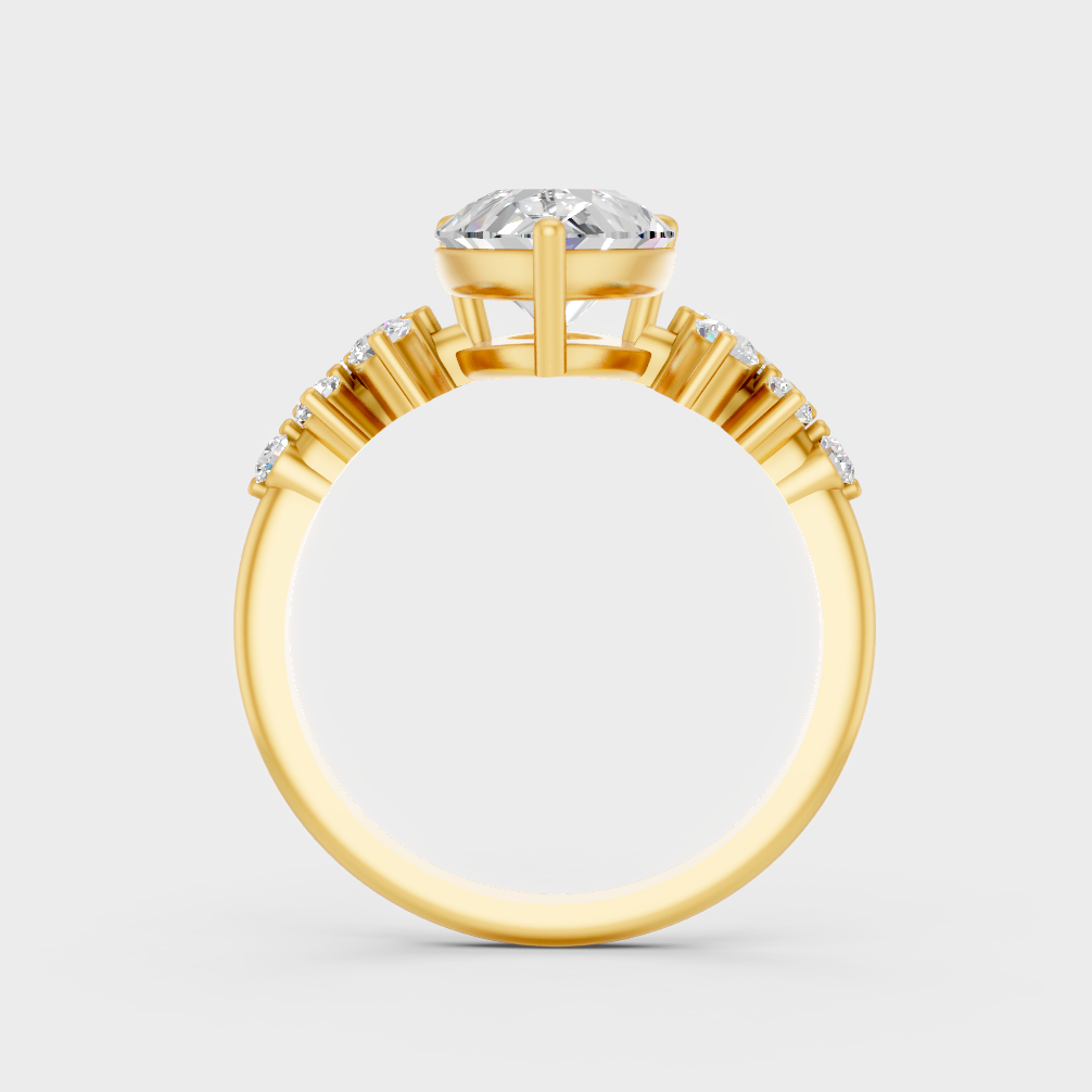 Yellow Gold Pear Diamond Bridal Ring Luxury Style