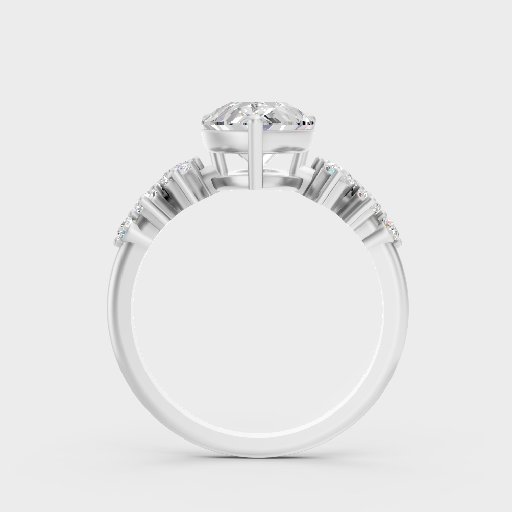 White Gold Pear Proposal Ring With Brilliant Round Sparkle