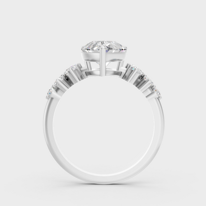 White Gold Pear Proposal Ring With Brilliant Round Sparkle