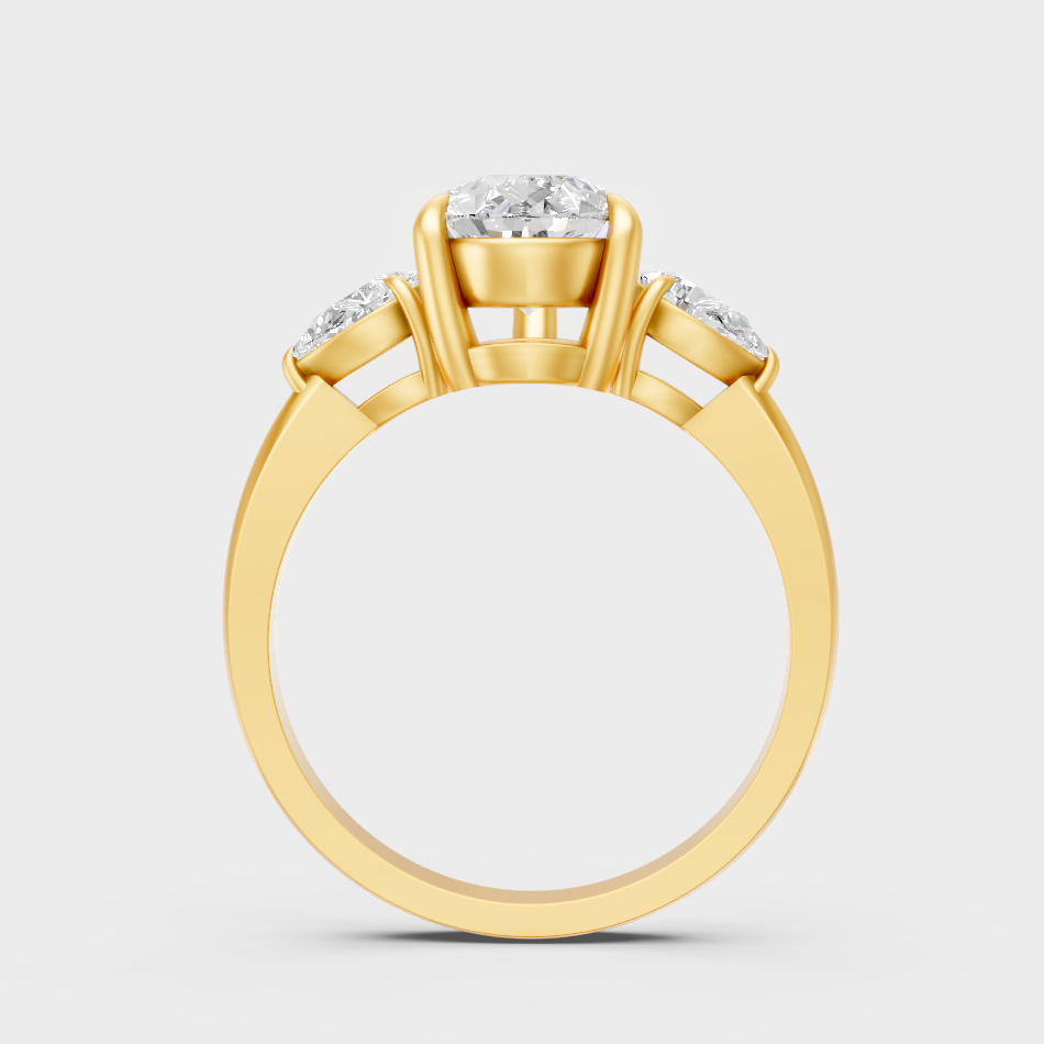 Yellow Gold Pear Diamond Bridal Ring Luxury Style