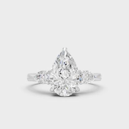 White Gold Pear Engagement Ring With Certified Lab Diamonds