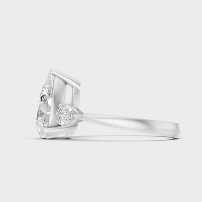 White Gold Certified Pear Diamond Ring Elegant Design