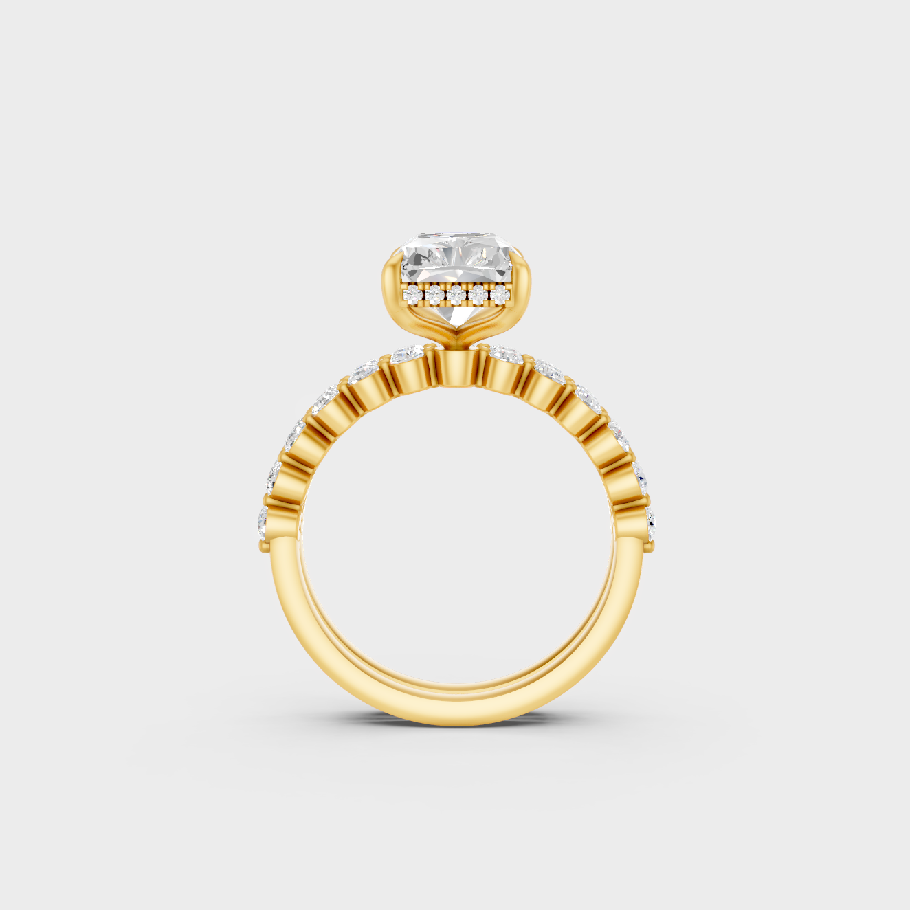 Yellow Gold Radiant Statement Ring Set Luxury Design