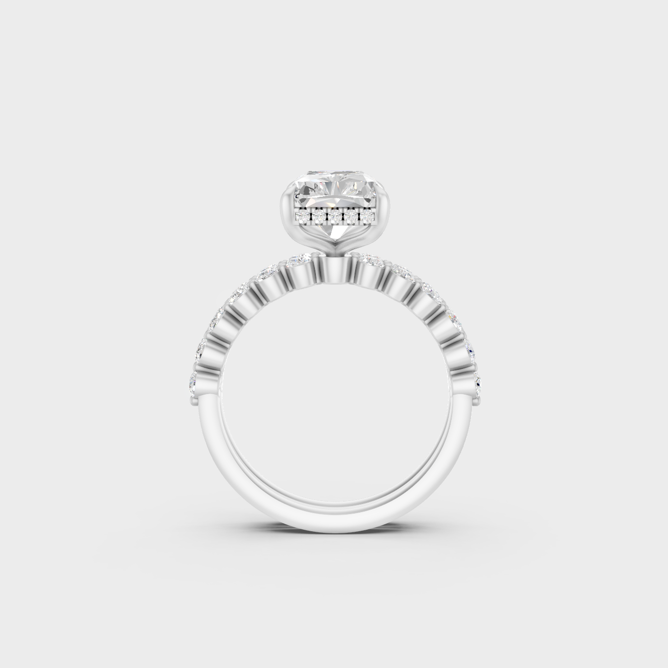 White Gold Certified Radiant Diamond Ring Set Elegant Style