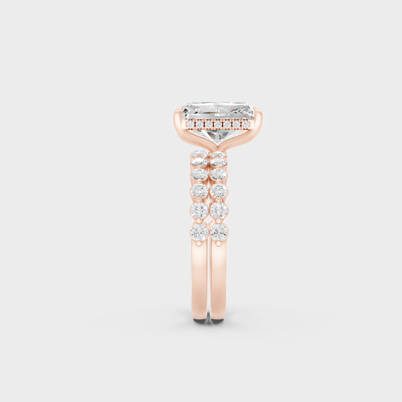 Ethical Lab Grown Radiant Ring Set In Rose Gold