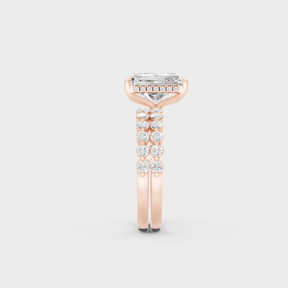 Ethical Lab Grown Radiant Ring Set In Rose Gold