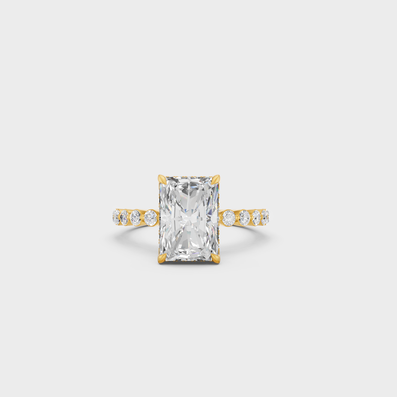Yellow Gold Radiant Diamond Bridal Ring Set Luxury Jewelry