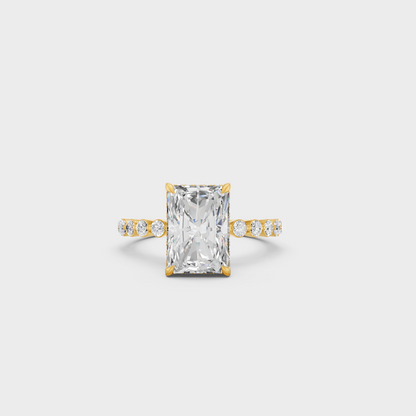 Yellow Gold Radiant Diamond Bridal Ring Set Luxury Jewelry